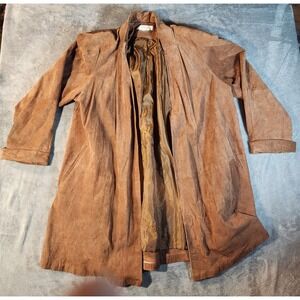 Ellen Ashley Trench Coat Womens Medium Brown Leather Suede Vintage
